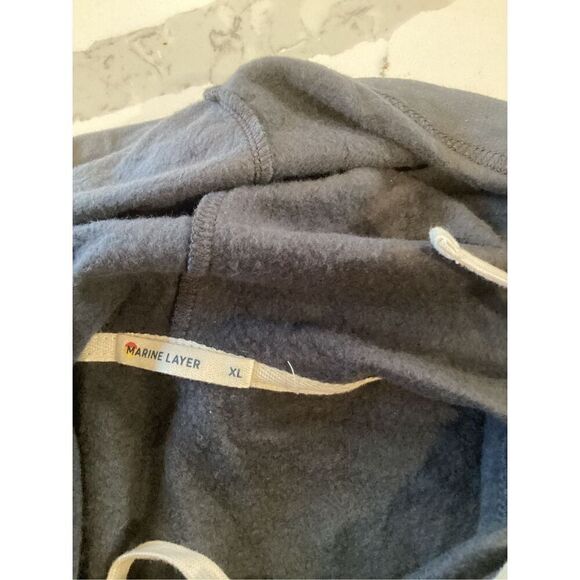 Marine Layer Twill Terry Pullover Hoodie Sz XL Blue Gray SOFT - Picture 4 of 6